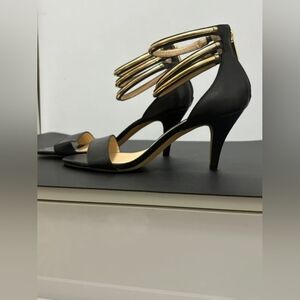Vince Camuto black and gold heels